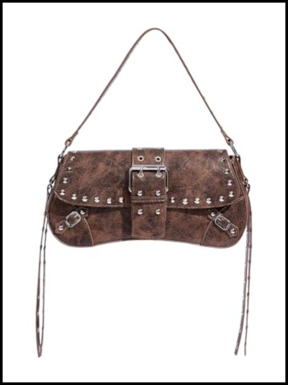 Y2K Studded Faux Leather Shoulder Bag Goth Punk Purse Top Handle